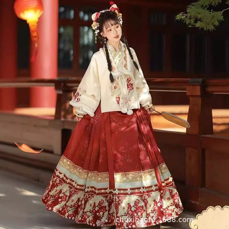 紫衿汉服明制比甲立领马面裙拜年服改良日常秋冬加绒加厚闺蜜出片