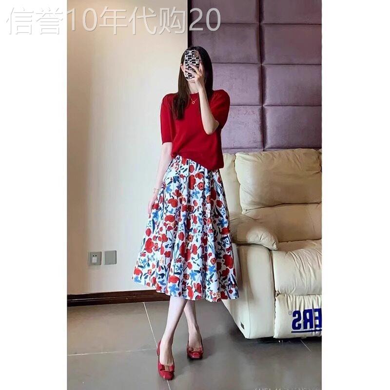 欧洲站夏季新款港味御姐气质女神范时尚洋气上衣碎花半身裙两件套