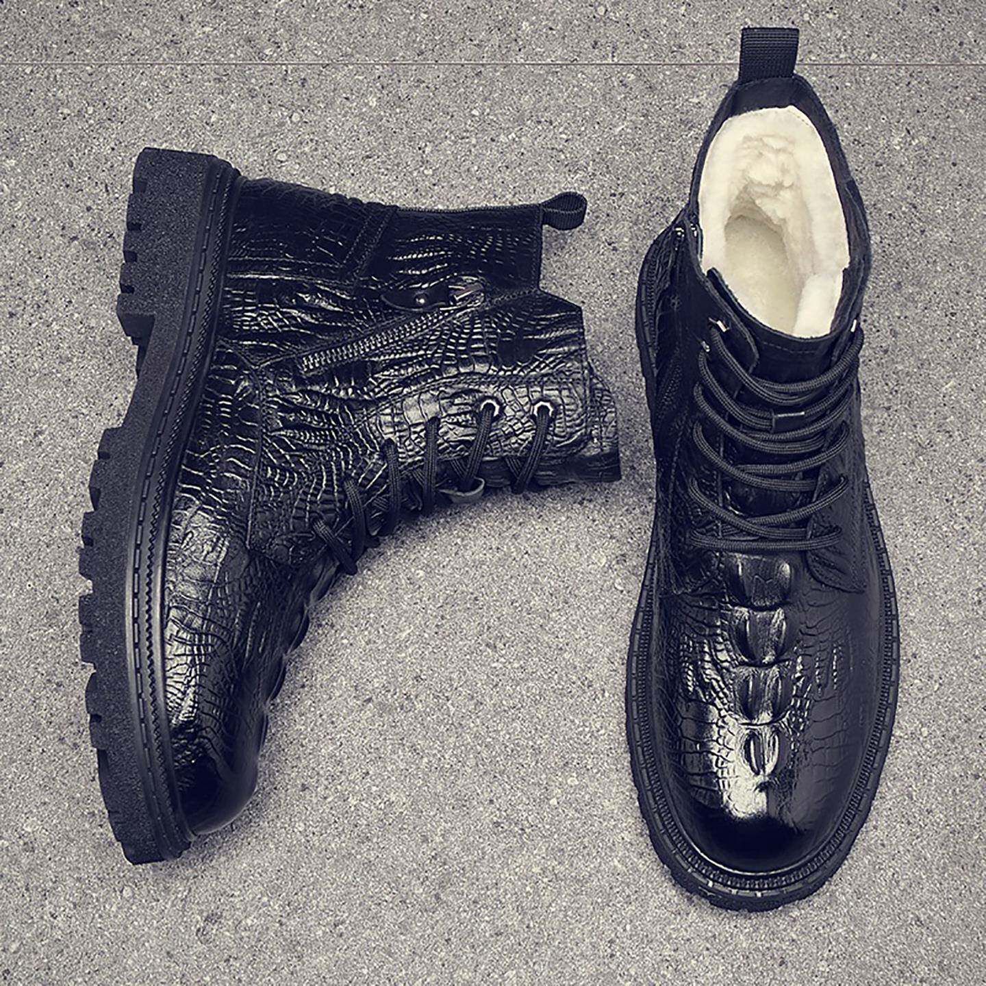 真皮马丁靴男士加厚保暖棉鞋高帮冬季加绒男鞋靴子男款羊毛雪地靴