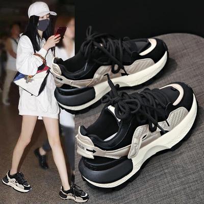 香港老爹鞋女2025秋冬季新款加绒二棉鞋子百搭厚底增高休闲运动鞋