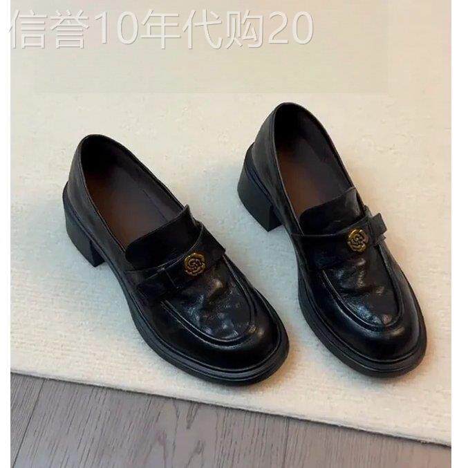 英国真皮黑色厚底乐福鞋女冬季2026新款一脚蹬英伦风加绒小皮鞋子