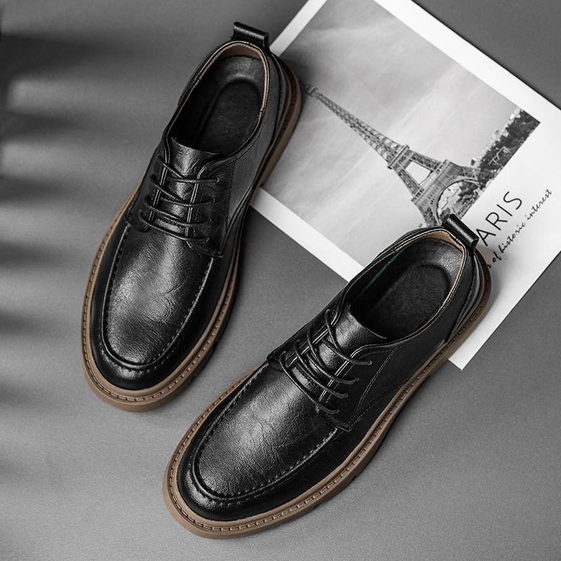 潮牌低帮真皮马丁靴男鞋秋冬季英伦风工装皮鞋男士商务正装休闲鞋