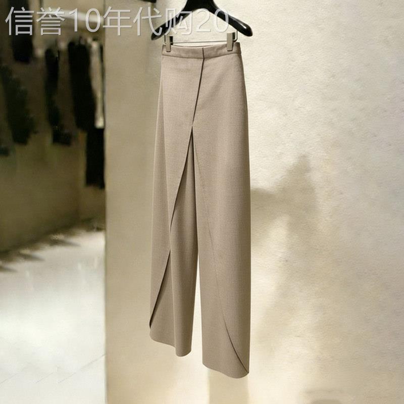 卡其色西装休闲裤女2026夏季新款不规则设计感通勤风慵懒阔腿裤