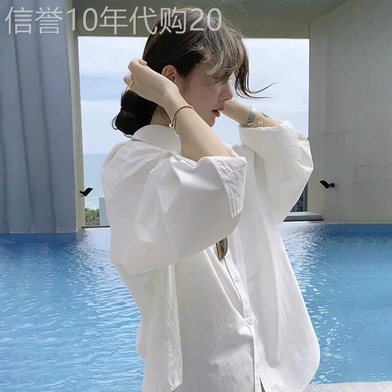日系春秋款2025新款白色衬衫女小个子宽松别致长袖设计感小众衬衫