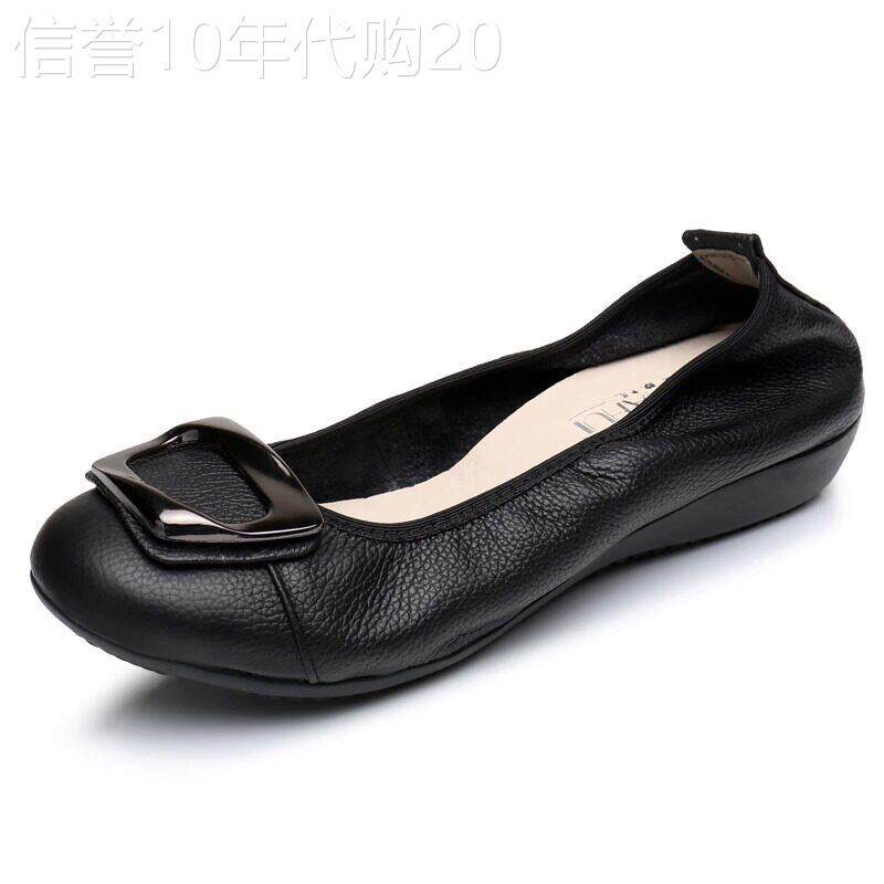 真皮软底浅口女士鞋2025新夏季舒适浅口圆趾平底鞋底豆豆鞋平底鞋