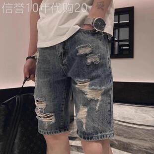 潮牌破洞牛仔短裤男士2026年新款夏季外穿男裤休闲五分五分裤子男