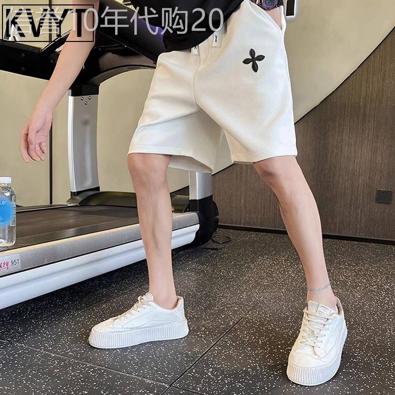 白色裤子男高级感痞帅五分裤男款夏季潮牌休闲 运动5分五分裤休闲