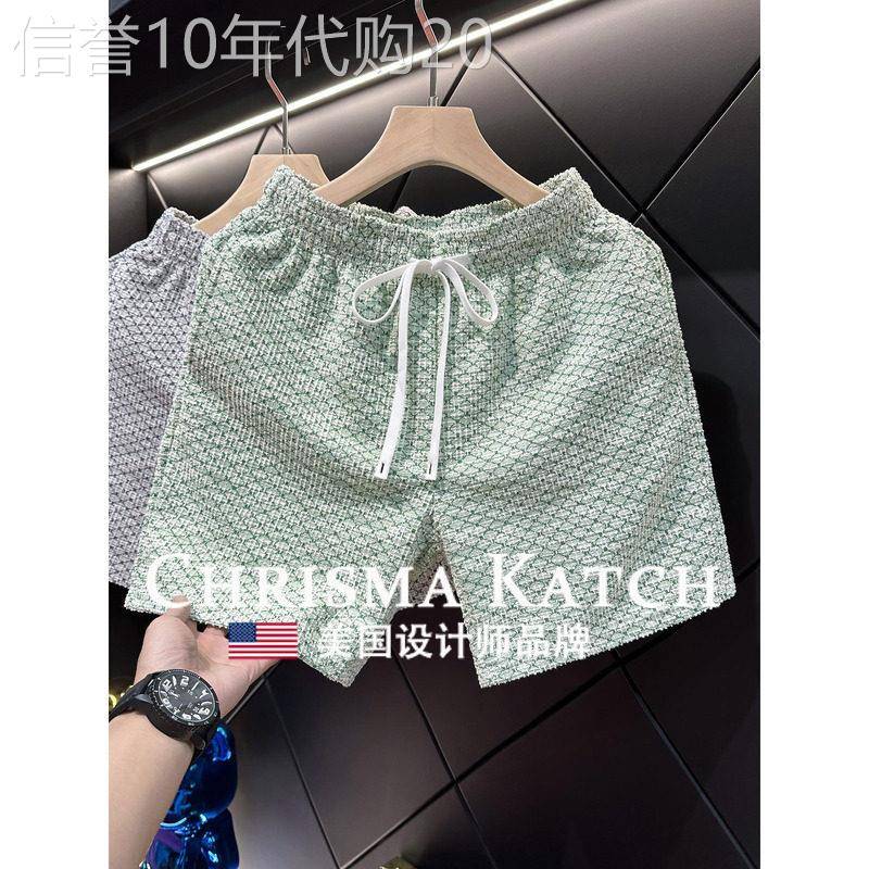 出口美国Chrisma Katch~千鸟格短裤男夏季宽松沙滩四分裤轻奢