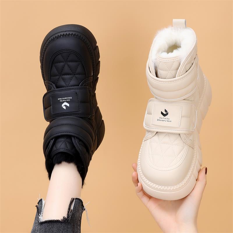 香港真皮厚底雪地靴女2025新款冬季加绒加厚棉鞋皮毛一体防水短靴