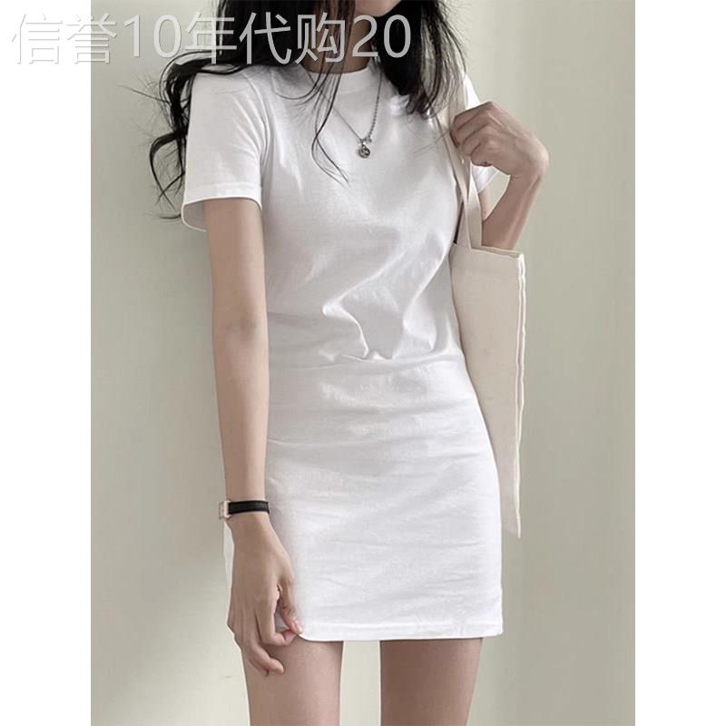 白色素雅风连衣裙女夏季欧货中长款修身显瘦通勤高级感气质包臀裙