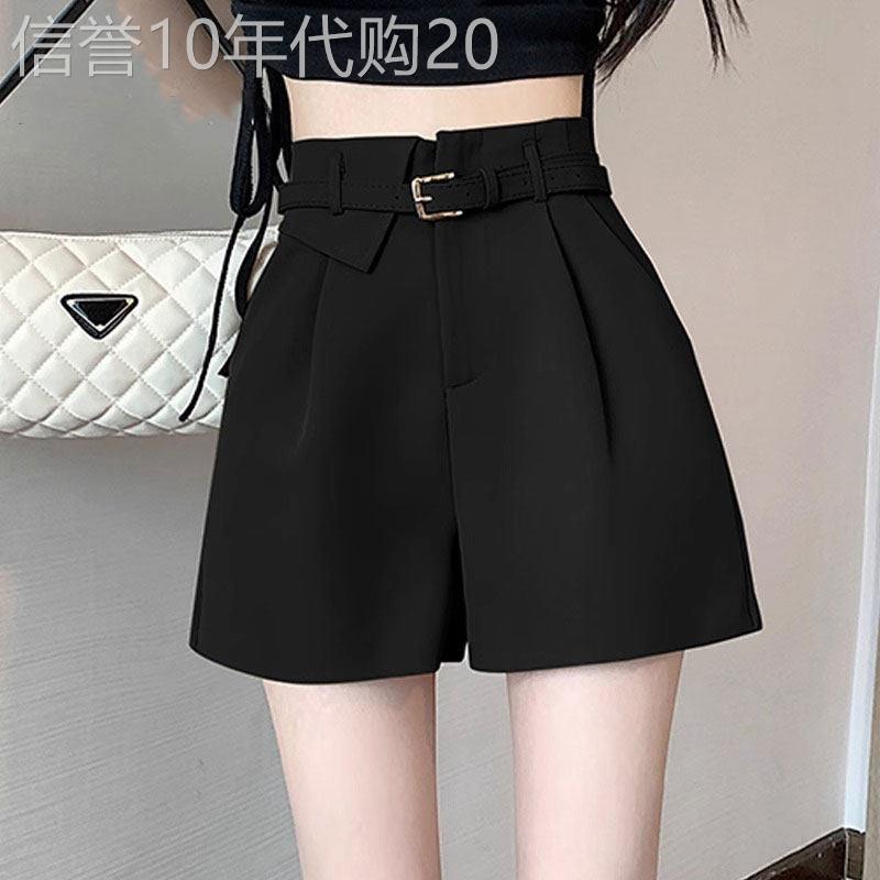 黑色西装短裤女夏季薄款2026新款高腰显瘦小个子休闲a字阔腿热裤