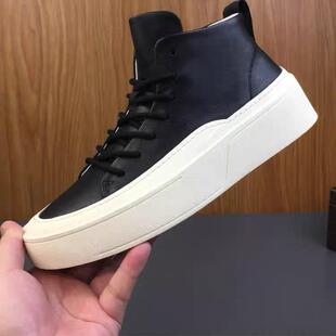 韩国专柜潮牌男鞋2024秋冬新款厚底中帮板鞋男英伦百搭真皮休闲鞋