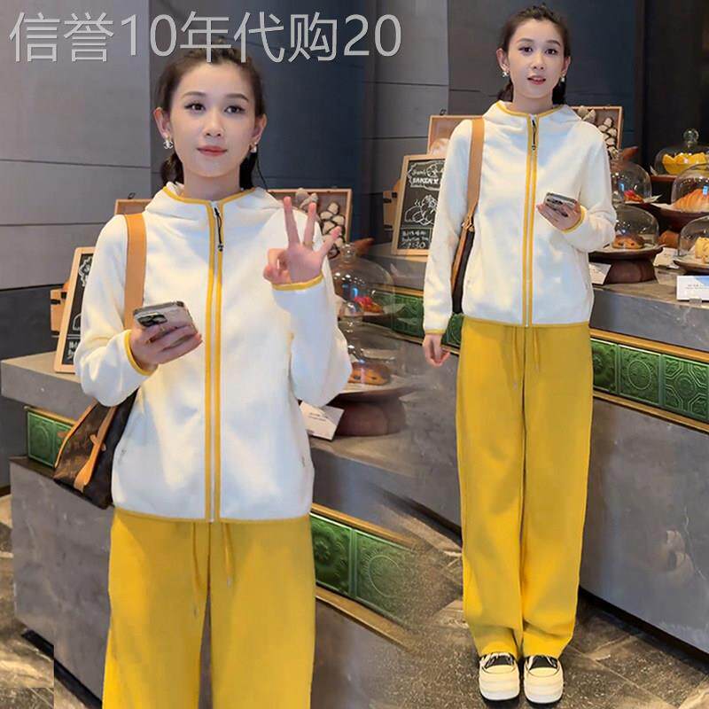 秋冬加绒休闲运动套装女2025新款洋气时尚双面绒卫衣运动裤两件套