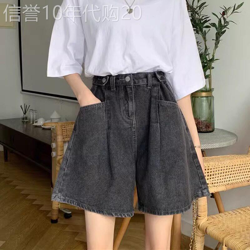 大尺码牛仔短裤女2026夏季宽松高腰阔腿港味五分裤显瘦热裤女裤子