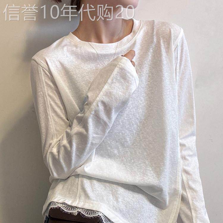 韩国蕾丝拼接雪花棉长袖t恤女2026春秋新款简约内搭打底衫上衣潮