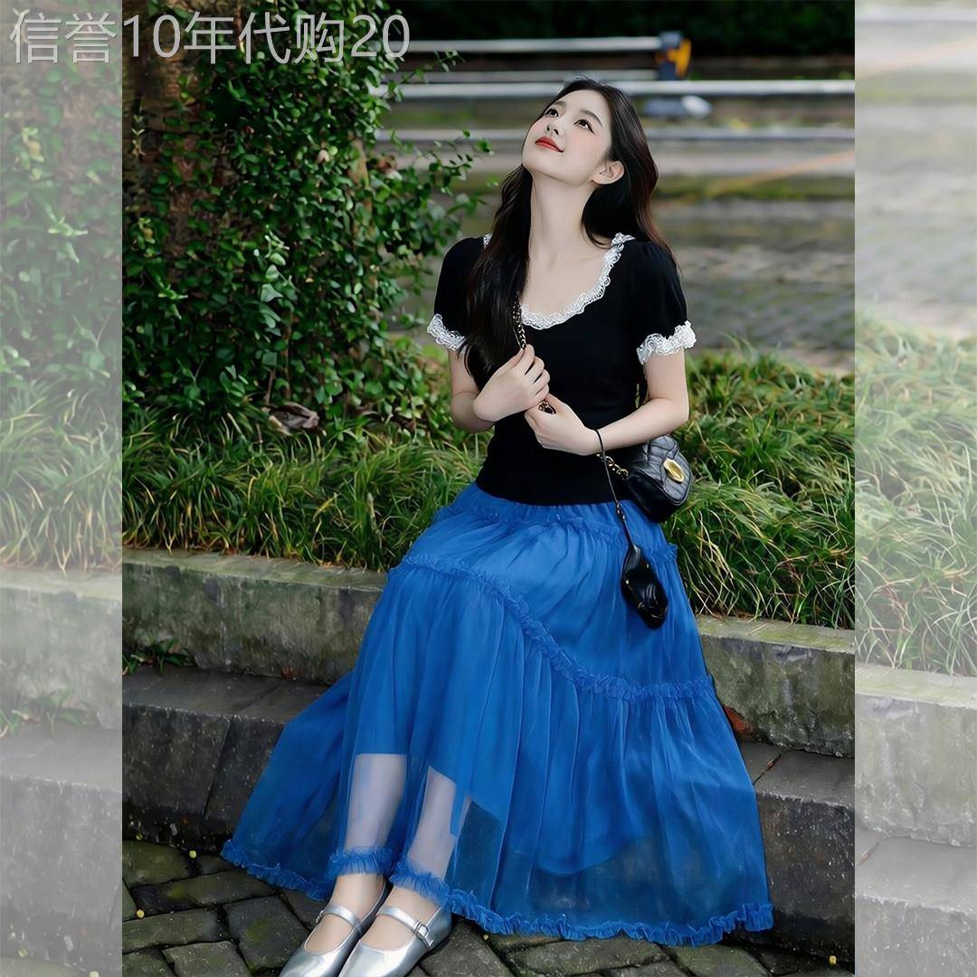 气质黑色上衣半身裙子两件套女2026夏季小个子高级感巨好看一整套