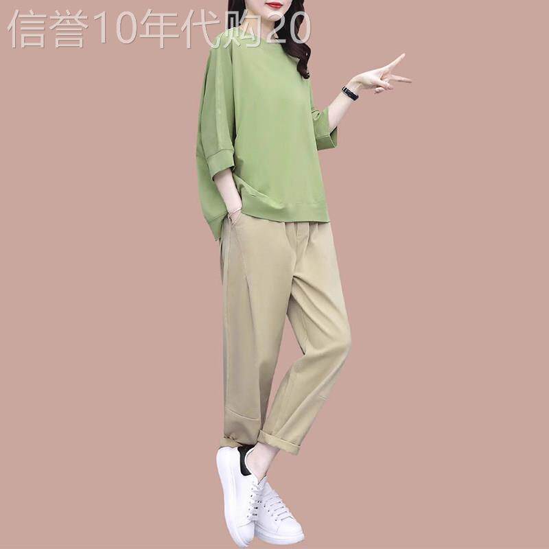纯棉时尚休闲运动套装女夏季2026新款洋派减龄显瘦大尺码女装两件