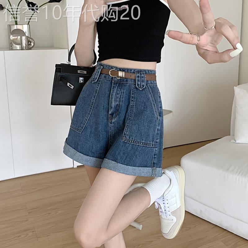 牛仔短裤女夏季2026新款a字高腰显瘦宽松阔腿卷边高级感休闲热裤