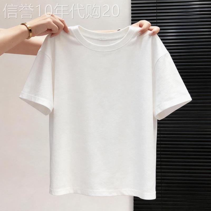 白色短款亚麻短袖T恤女夏季新款欧货潮流时尚宽松显瘦圆领薄上衣