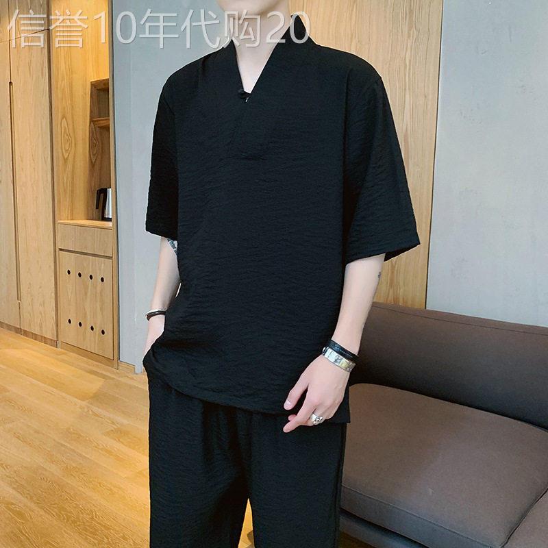 高级感运动套装男夏季2026新款宽松高端商务男士短袖休闲两件式