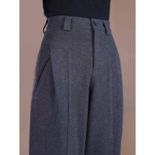 轻奢纯色西装阔腿裤女新款秋冬高级感垂感显瘦休闲裤弯刀毛呢裤子