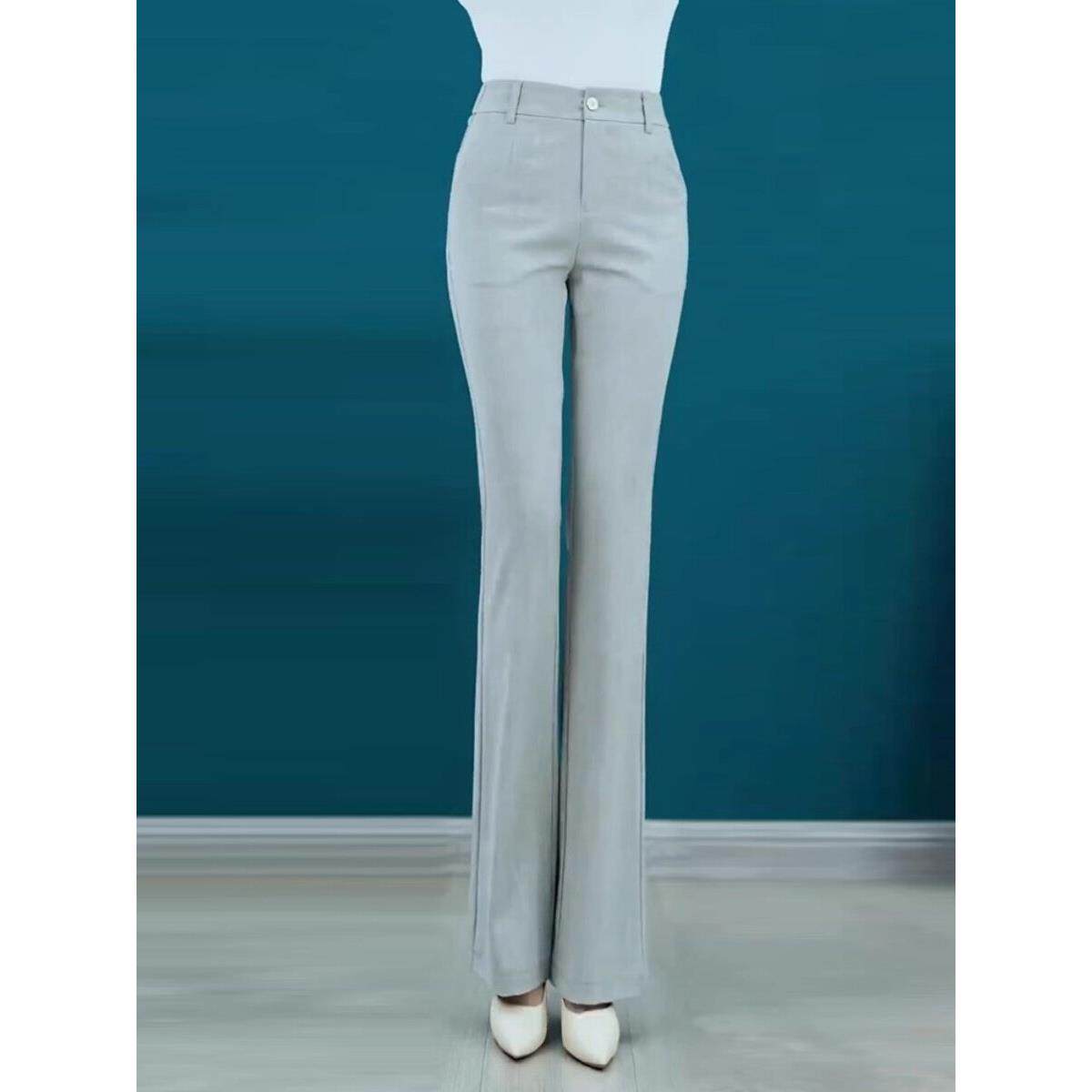 修身微喇裤子女士夏季高腰显瘦垂感宽松休闲裤薄款冰丝喇叭裤西装