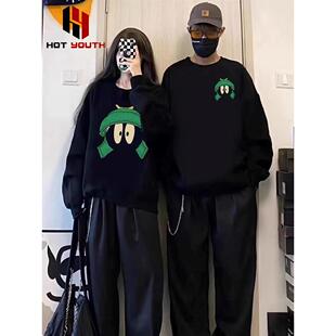 香港潮牌情侣装卫衣新款男女秋冬季圆领长袖宽松无帽套头休闲上衣