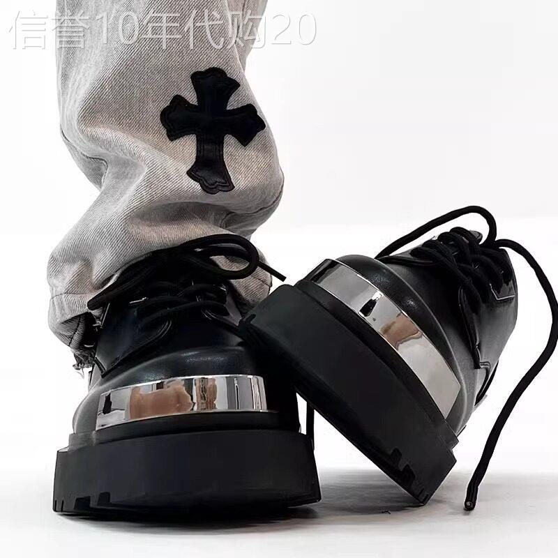 真皮高级感德比鞋男圆头英伦风厚底增高皮鞋小众高街情侣大头鞋女