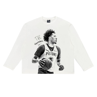 新款美式坎宁安印花长短袖T恤男纯棉重磅宽松复古半袖篮球上衣