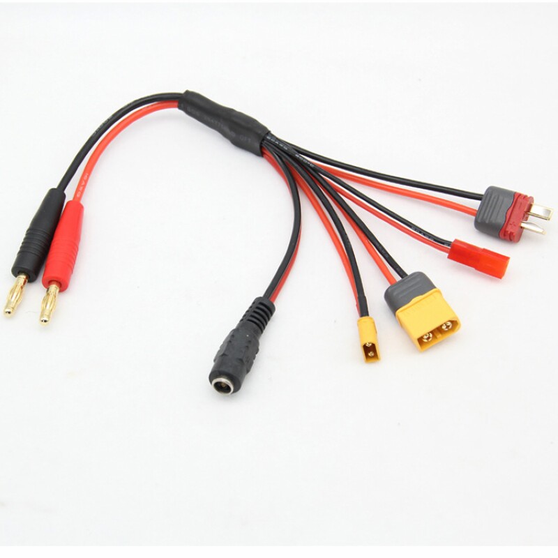 4.0mm香蕉头转XT60XT30dc5.5T插五合1充电转接O线MDP-P906数字电