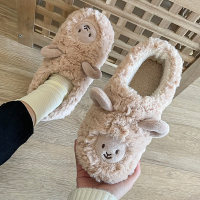 冬季可爱卡通包跟棉拖鞋女室内居家用保暖情侣休闲毛绒棉鞋男外穿