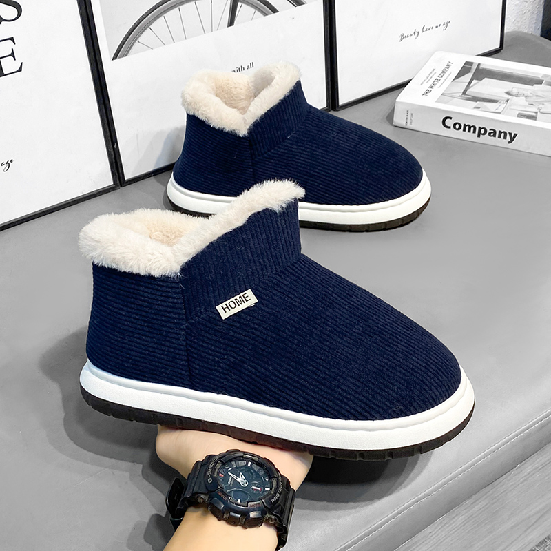 中老年冬季加绒加厚厚底棉拖鞋包跟男款防滑女士外穿室内居家棉鞋