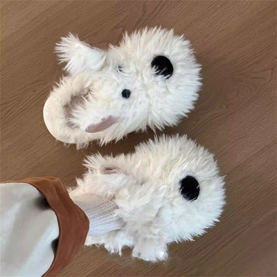 潦草西高地小狗棉拖鞋女冬季可爱居家用软底新款毛毛拖鞋女可外穿