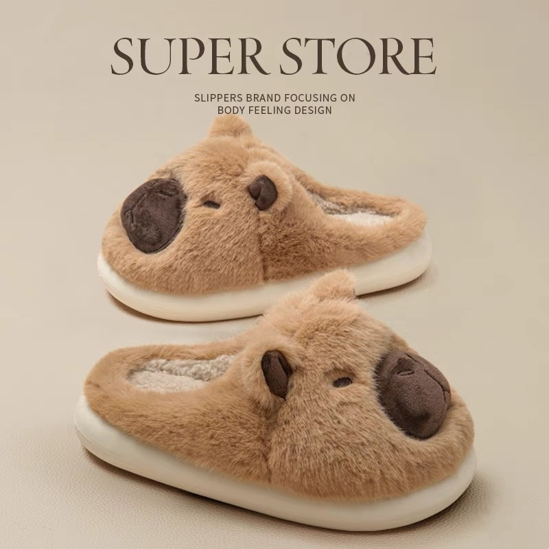 2025新款卡皮巴拉棉拖鞋女士秋冬季室内家居保暖居家防滑棉拖