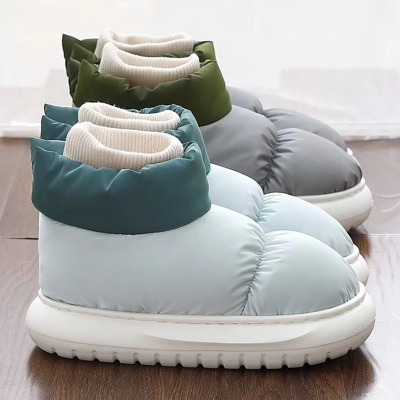 棉拖鞋女款冬季2025新款羽绒防水外穿保暖加绒情侣厚底包跟棉鞋男