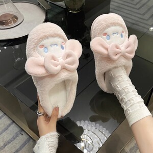 玉桂狗棉拖鞋女冬季外穿ins潮可爱保暖毛毛拖鞋宿舍居家防滑棉拖