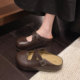 春夏一脚蹬凉拖 外穿2026新款 厚底增高复古勃肯鞋 女休闲包头半拖鞋