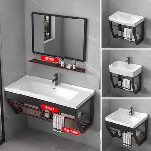 挂墙式洗脸盆支架洗手盆一体台面陶瓷水池悬挂壁式小户型家用简约