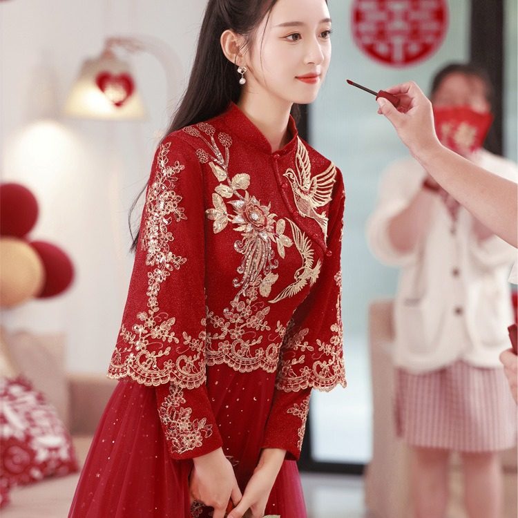 敬酒服新娘2026新款红色结婚礼服裙高级质感中式婚纱显瘦秀禾服女,女装/女士精品,婚纱,淘宝优惠券,粉丝福利购,淘宝优惠卷