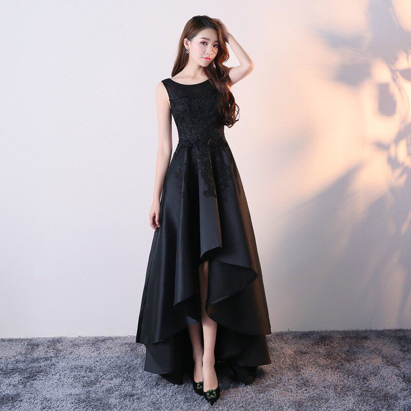 晚礼服女2026新款简单大方气质黑色长款宴会端庄主持人名媛连衣裙图片