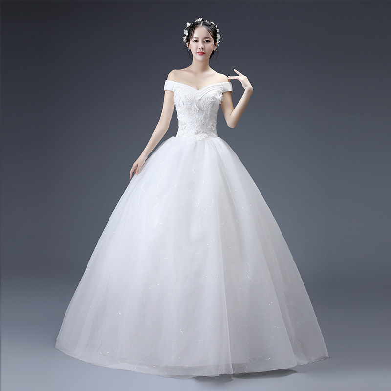 婚纱礼服新娘2019新款苏州影楼婚纱一字肩蕾丝蓬蓬裙伴娘服婚纱裙|ruв категории Женская одежда, Cвадебные платья, свадебное платье - от Buy2taobao.com для оказания профессиональной услуги покупки агента Taobao