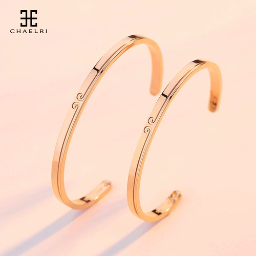 Золотой браслет подходит для мужчин и женщин для влюбленных из нержавеющей стали, розовое золото, простой и элегантный дизайн