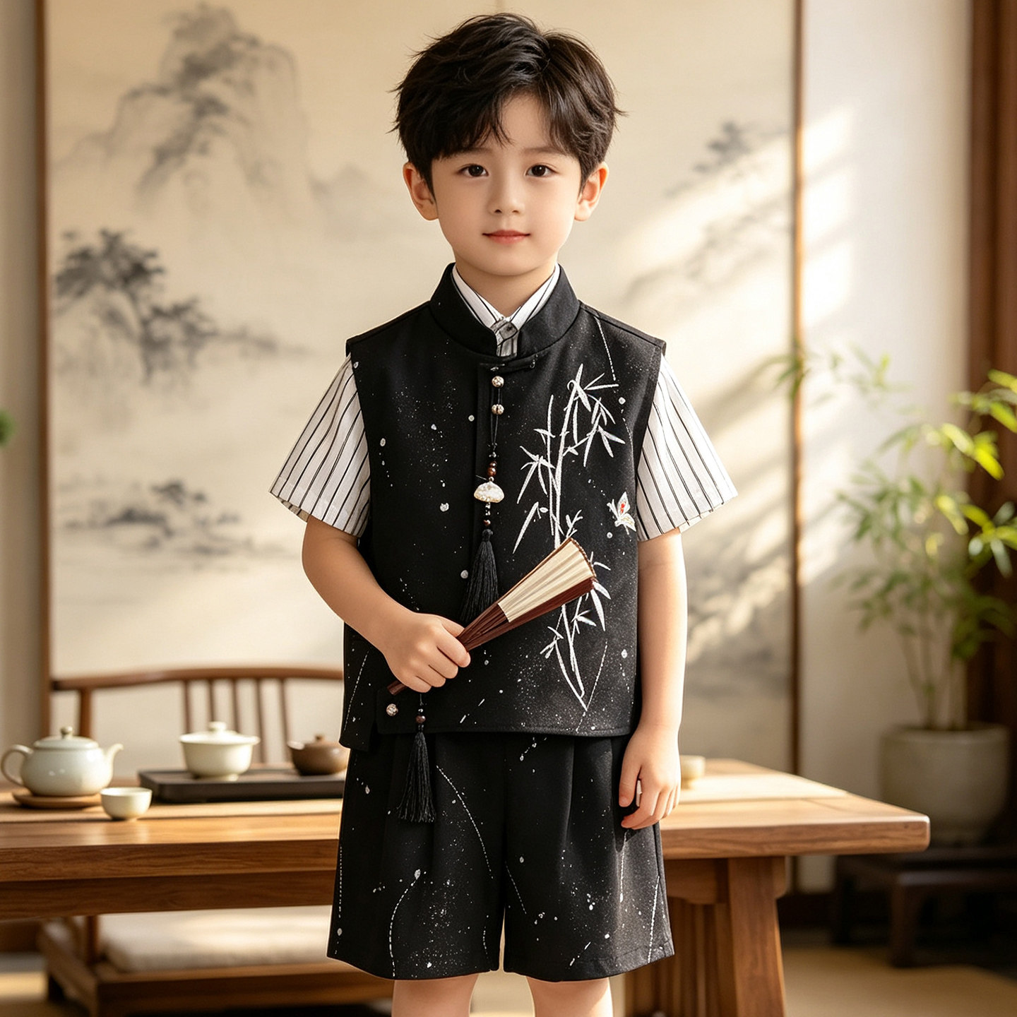 新中式男童唐装套装生日汉服
