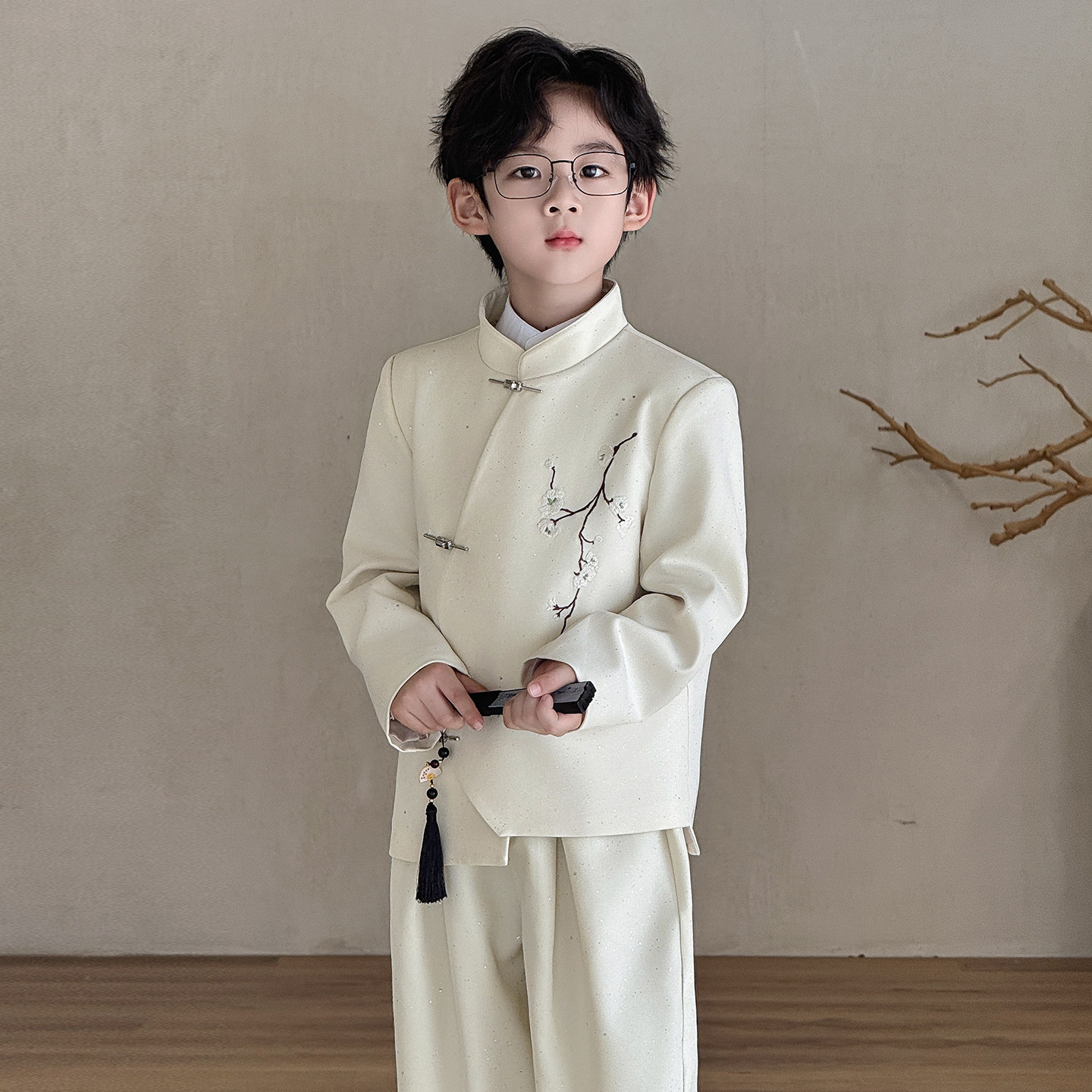 男童新中式盘扣唐装中秋主持礼服
