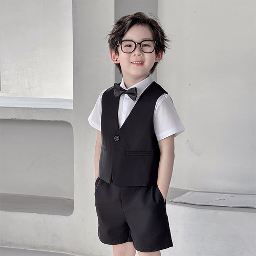 男童新款西服马甲套装