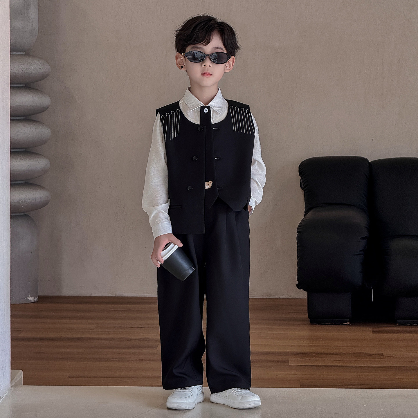 男童礼服2026春装儿童时髦走秀西服套装男孩小主持人花童演出服潮