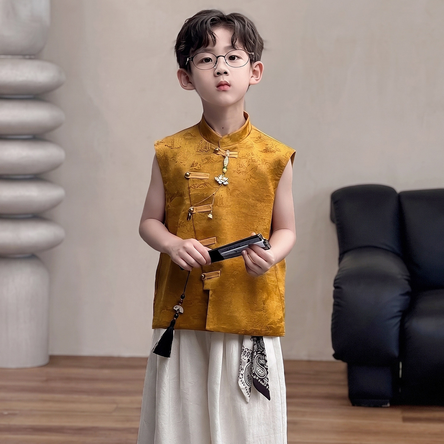 男童新中式唐装国学演出服图片