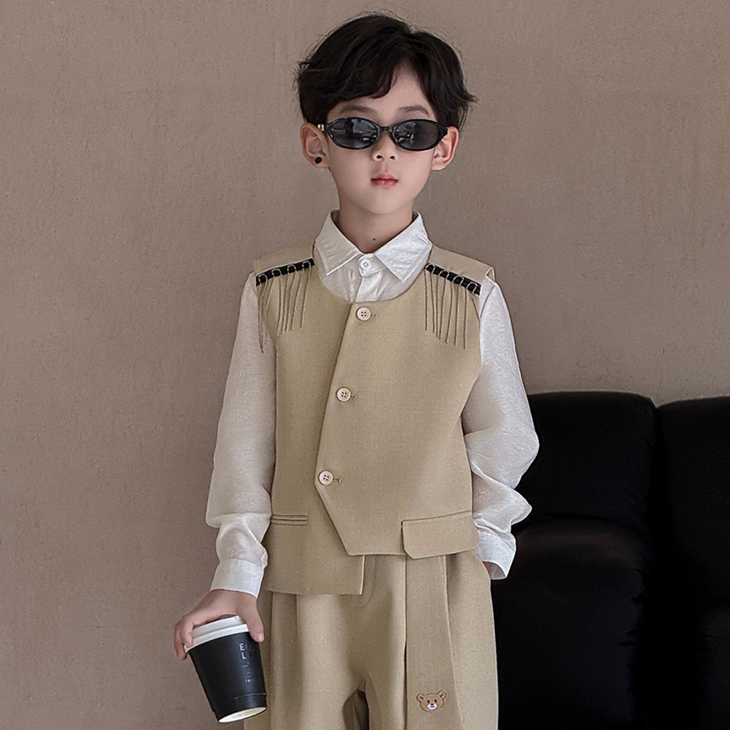 男童西装套装2026新款儿童生日宴会小主持人礼服英伦风钢琴演出服