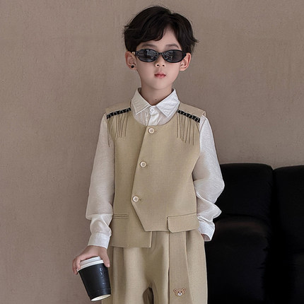 男童西装套装2026新款儿童生日宴会小主持人礼服英伦风钢琴演出服