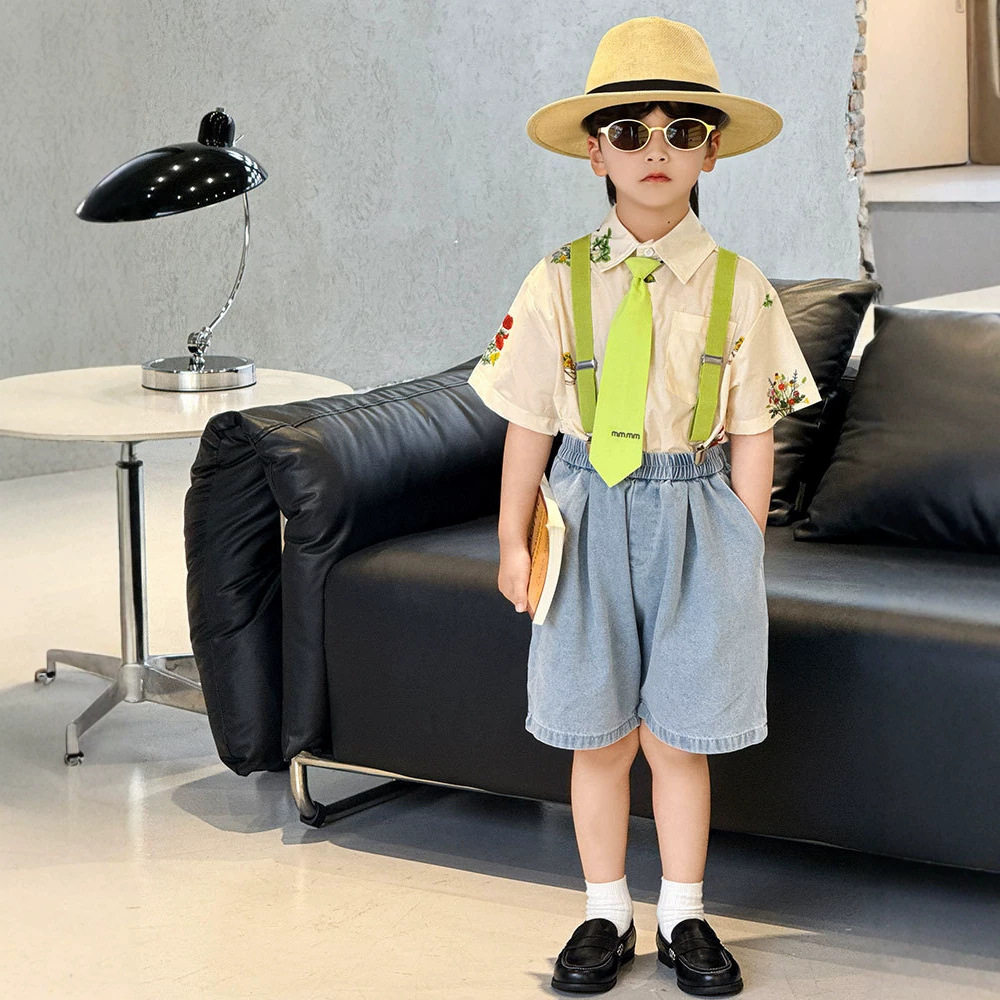 男童夏季花童礼服套装背带裤